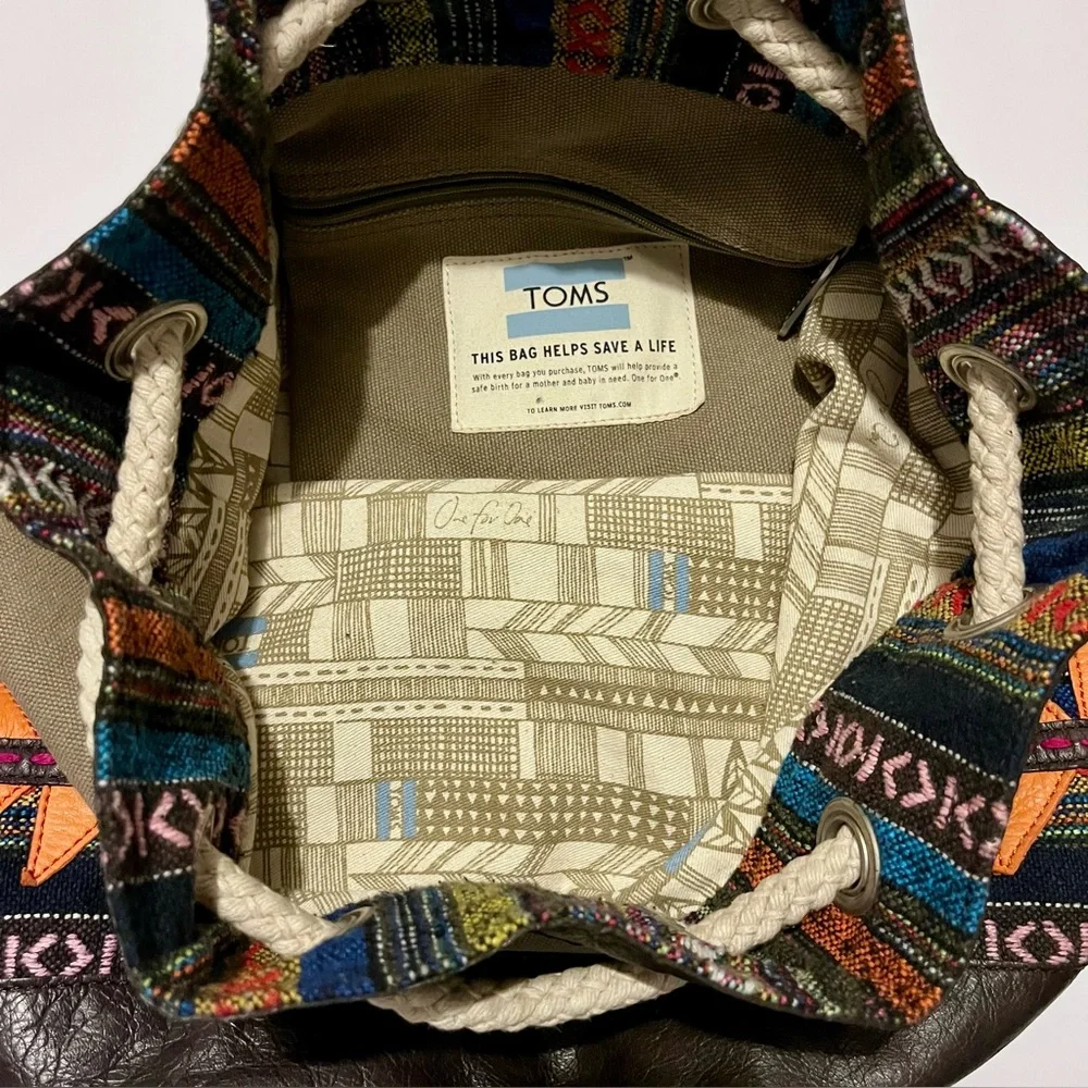 Toms Brown and Orange BOHO Patterned Bucket Bag